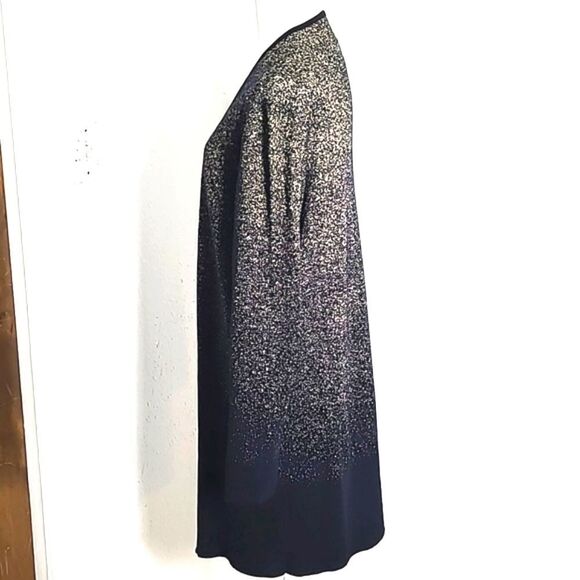 Rafaella Black & Metallic Gold Long Cardigan, Size Large - Picture 6 of 9
